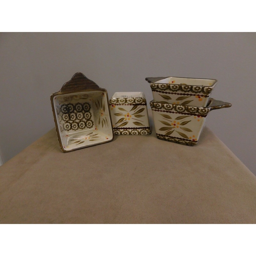 Temptations By Tara Old World Brown Floral‎ Square 10 Ounce Mini Bakeware  (4)